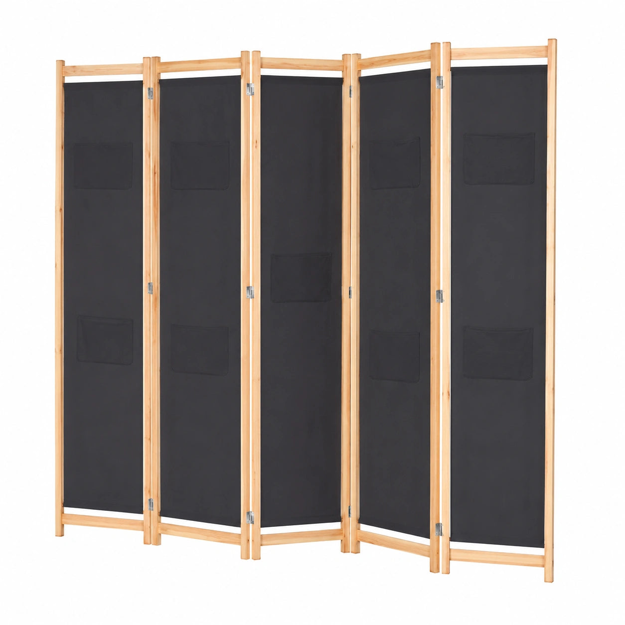 Moderner 6-Panel Raumteiler in Grau, faltbar und freistehend, 240 x 170 cm, mit stabiler Holzrahmenstruktur, idealer Sichtschutz für Wohn- und Schlafzimmer