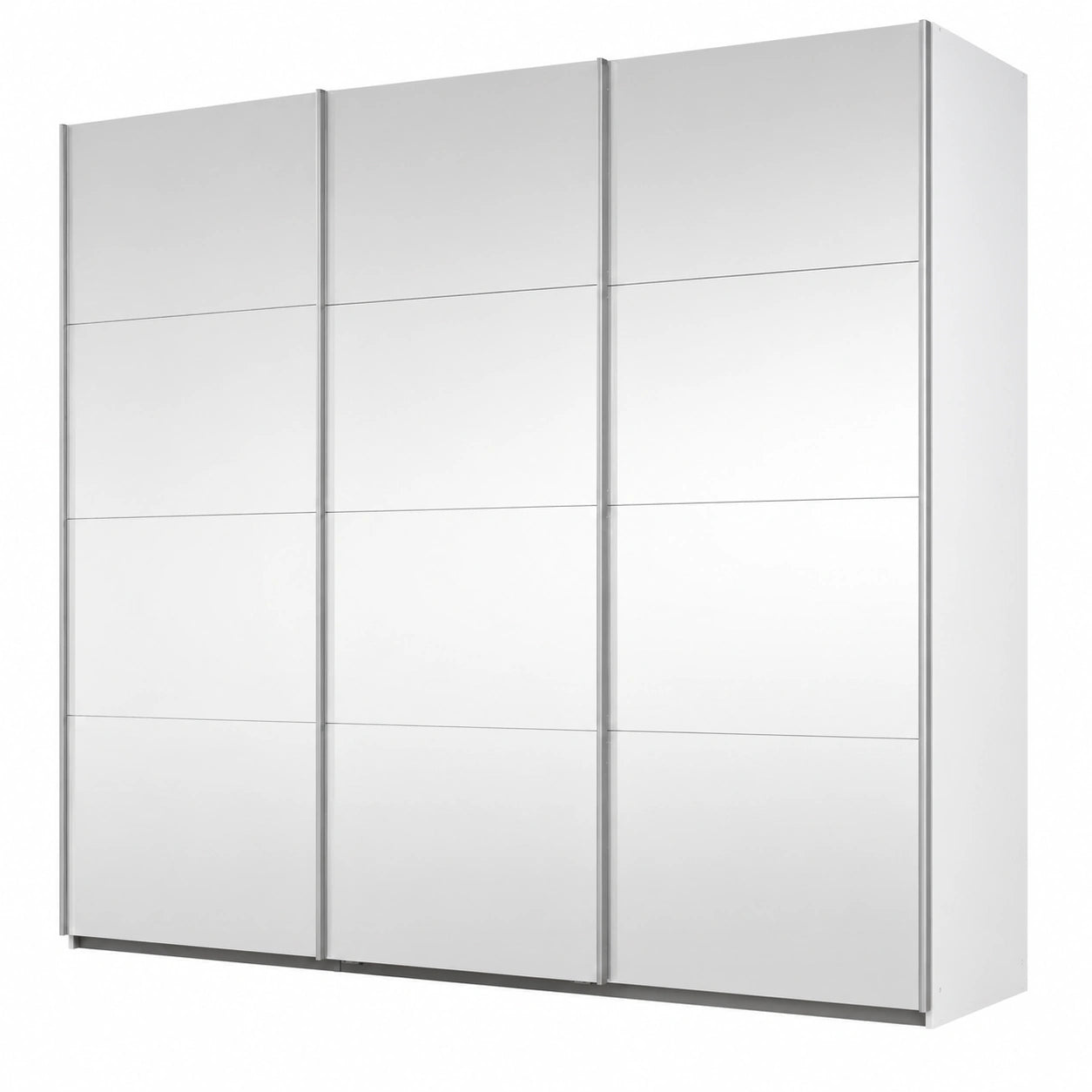 Rauch Möbel Caracas 3-türiger Schwebetürenschrank, mit Spiegel und Soft-Close, Premium Zubehör, für Schlafzimmer, Kinderzimmer, Flur, Weiß, 271 cm breit