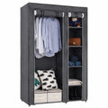 Moderner Stoff-Kleiderschrank mit Kleiderstange und Regalfächern, faltbar, 110x45x175 cm, grau