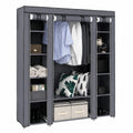 Stoffkleiderschrank Grau mit Ablagen und Stange, Faltbar 150x45x175 cm für Schlafzimmer
