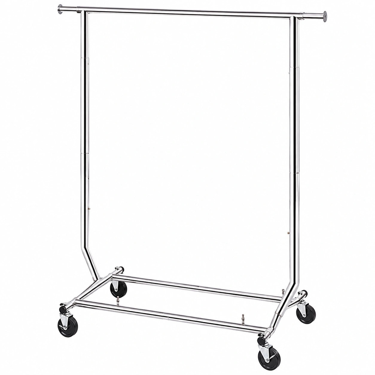 HOKEEPER Schwerer Kleiderständer mit 113 kg Tragkraft, kommerzieller Standard, einstellbar und klappbar auf Rädern, Chrom