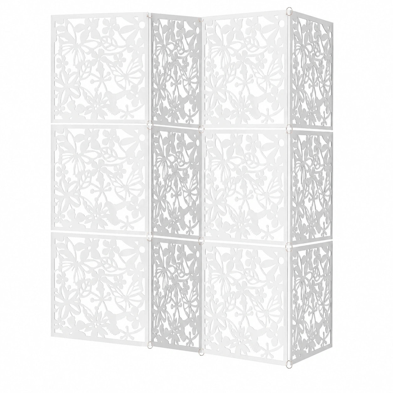 Hängender Raumteiler Set Weiß, 12 Stück, 40x40cm, Dekorativer Raumtrenner für Wohn- und Schlafzimmer