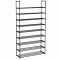 Hochwertiges 10-Ebenen Schuhregal aus Metall, Platzsparender Schuhschrank für Flur und Ankleideraum, Schwarz, 30x94x206 cm