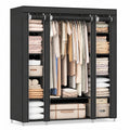SONGMICS Stoffkleiderschrank mit Kleiderstange und Fächern, schwarz, 150 x 45 x 175 cm, für Schlafzimmer und Ankleidezimmer