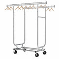 Tajsoon Robuster Kleiderständer mit 218 kg Tragkraft, Zusammenklappbar und Rollbar, Chrom