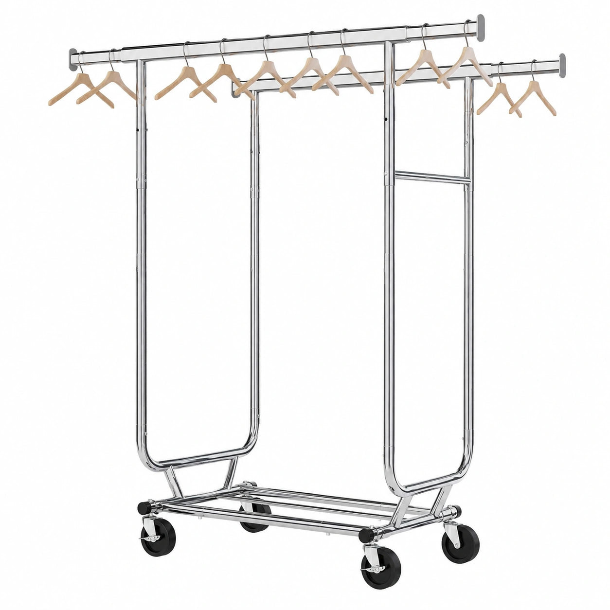 Tajsoon Robuster Kleiderständer mit 218 kg Tragkraft, Zusammenklappbar und Rollbar, Chrom