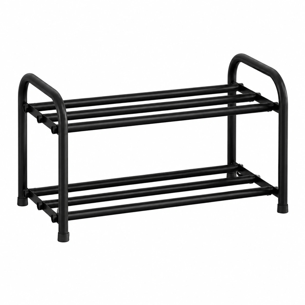 SONGMICS Erweiterbares Schuhregal aus Metall, Schuhe Organizer mit verstellbaren Ablagen, 2 Ebenen, Schwarz, ideal für Flur und Ankleidezimmer