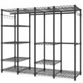 AQRA Modularer Kleiderschrank, Flexibles Regalsystem mit 9 verstellbaren Ebenen und 5 Kleiderstangen, Schwarzes Design, 4 Ebenen für maximalen Stauraum, Größe: 193,5 x 43,5 x 195 cm