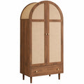 Moderner Stoffschrank mit Schubladen, Walnussdekor, robuste Holzbeine, ideal für Schlaf- und Ankleidezimmer