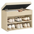 VASAGLE Schuhbank mit Kissen, 3-stufiges Schuhregal, 30 x 60 x 44 cm, für Flur und Schlafzimmer, Naturbeige