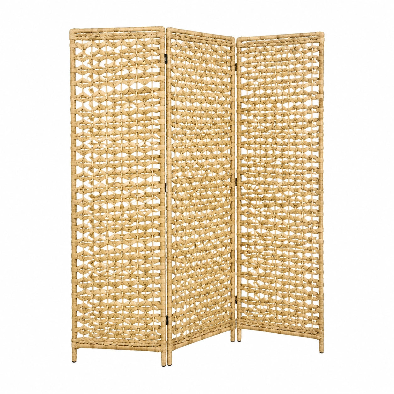 Hyazinthen-Raumteiler aus Naturfasern, 3 Paneele, 160 x 117 cm, für Schlafzimmer und Wohnzimmer, abnehmbar