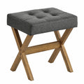 SONGMICS Polsterhocker mit Holzbeinen, Schmink- und Sitzhocker für Schlafzimmer, Ankleidezimmer oder Flur, 32 x 42 x 46 cm, Schiefergrau-Braun