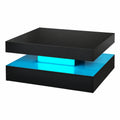 Moderner LED-Couchtisch aus Schwarz, 78 x 78 x 40 cm, für stilvolle Wohnzimmer